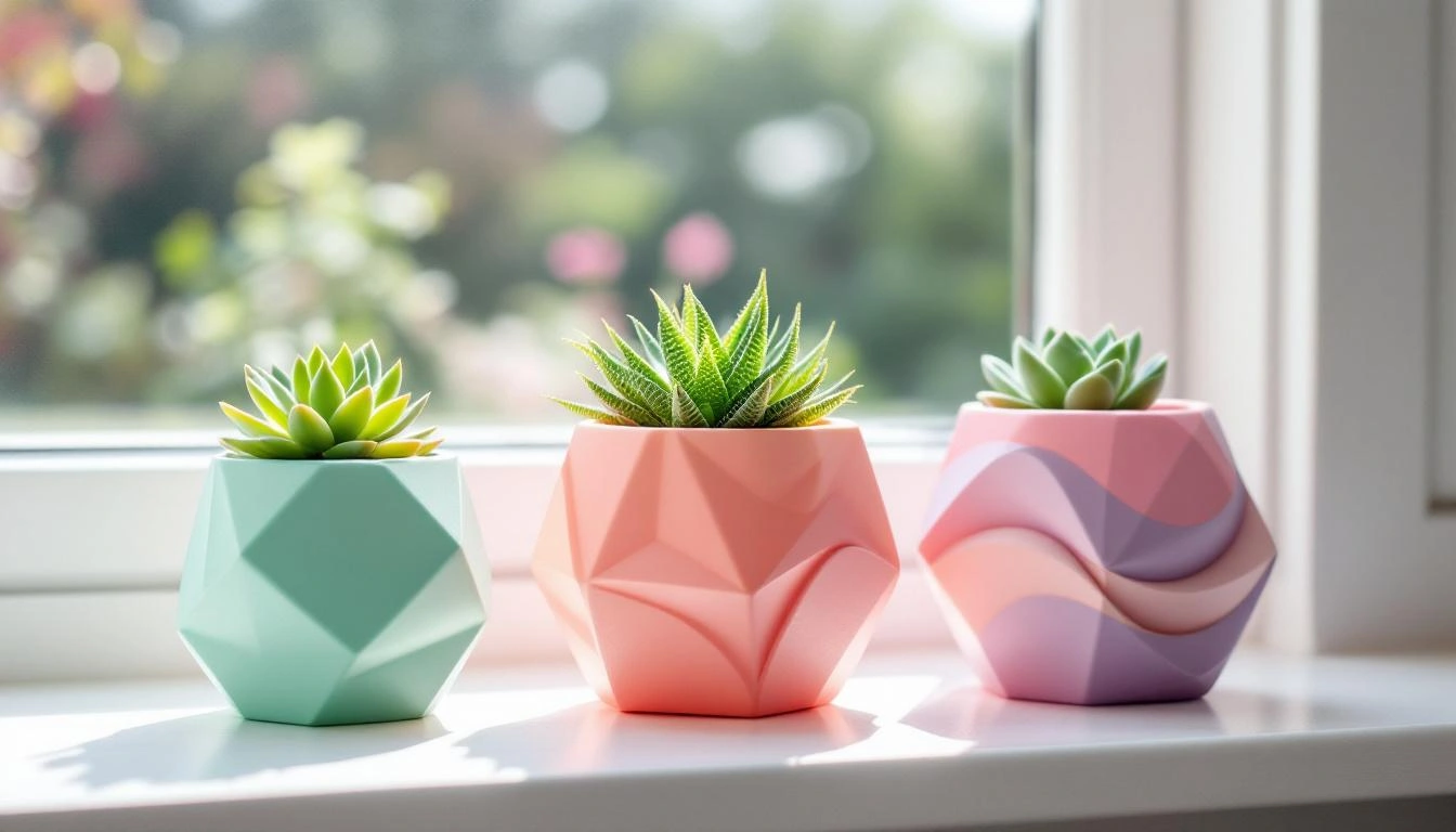 Geometrische Blument&ouml;pfe in Pastellfarben