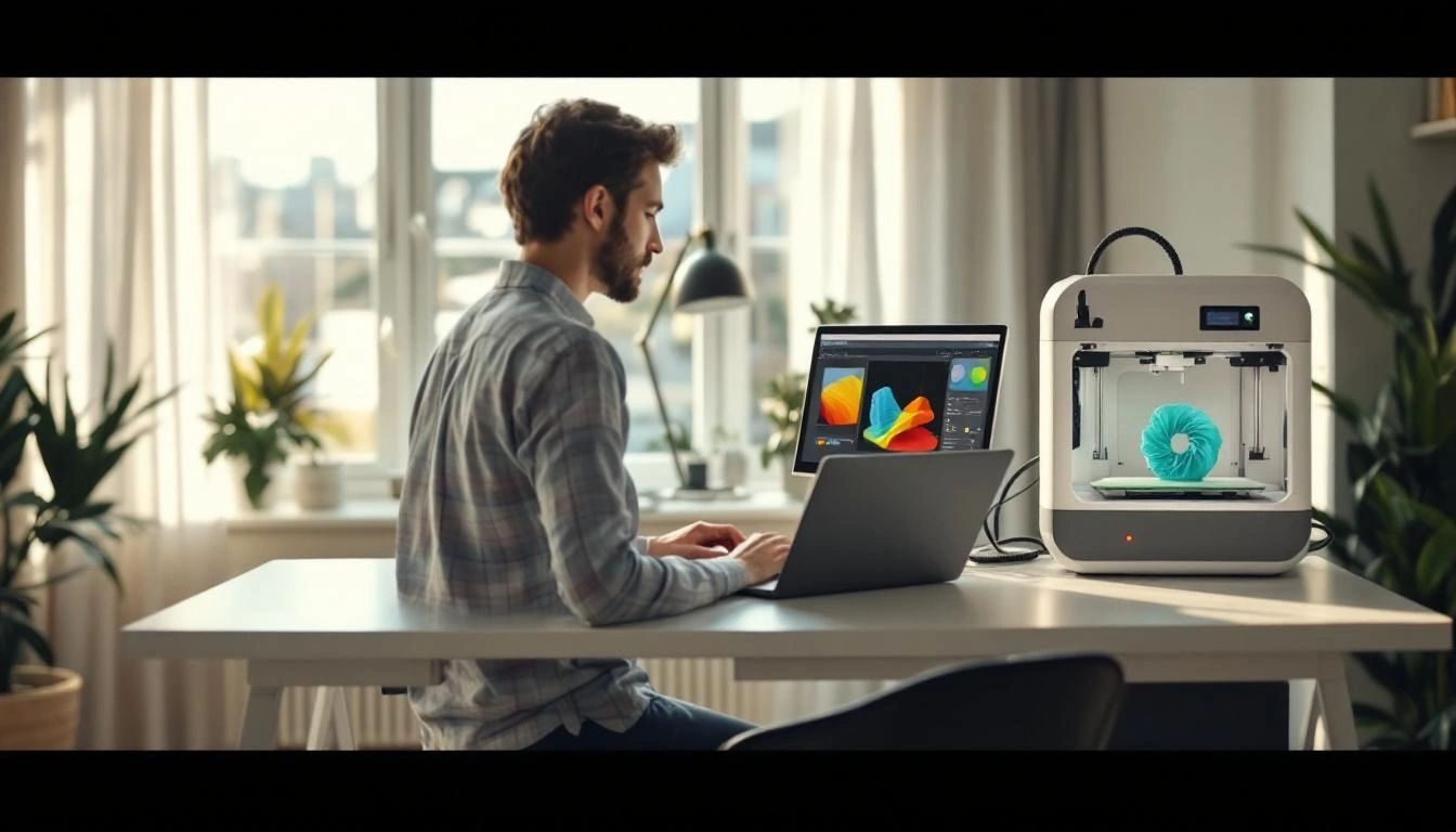 3D-Modell in CAD-Software bei der Druckvorbereitung am Bildschirm